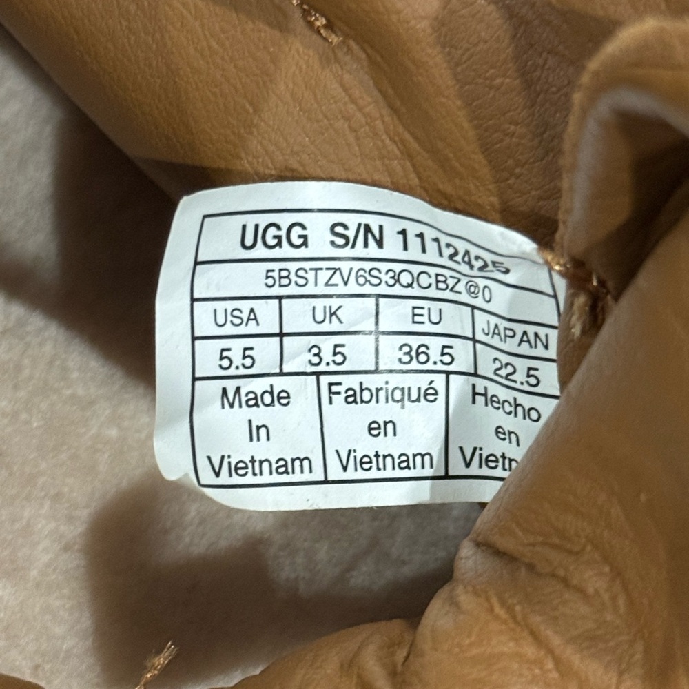 UGG Olli Hertitage Shoes Womens Size 5.5 Chestnut Suede Shearling High Top Boots - Picture 2 of 7